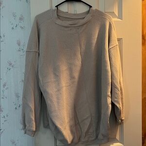American Eagle Outfitters Beige Waffle Knit Pullover